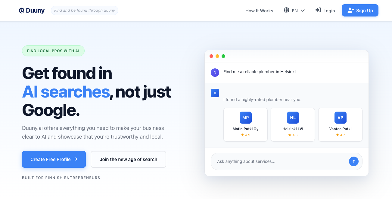 Duuny - AI-Powered Business Discovery Platform